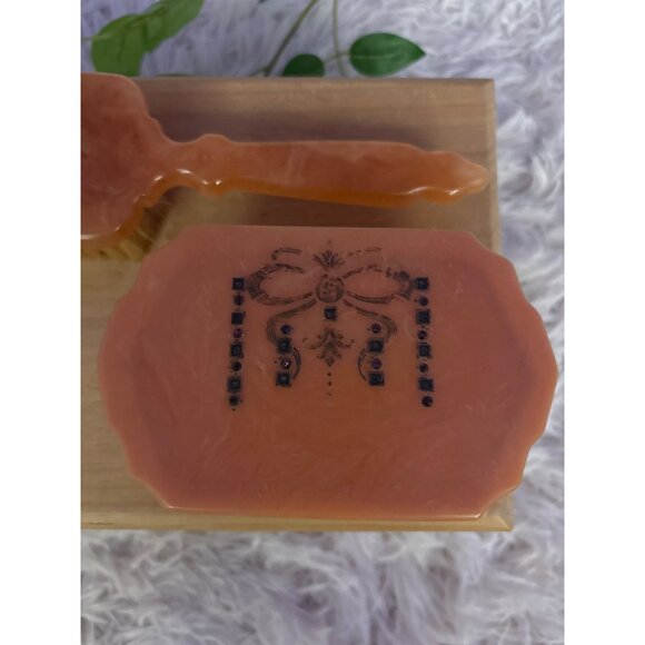 Vintage Ladies Celluloid-Bakelite Vanity  Set With Brush Scissors & Trinket Box - Picture 10 of 16